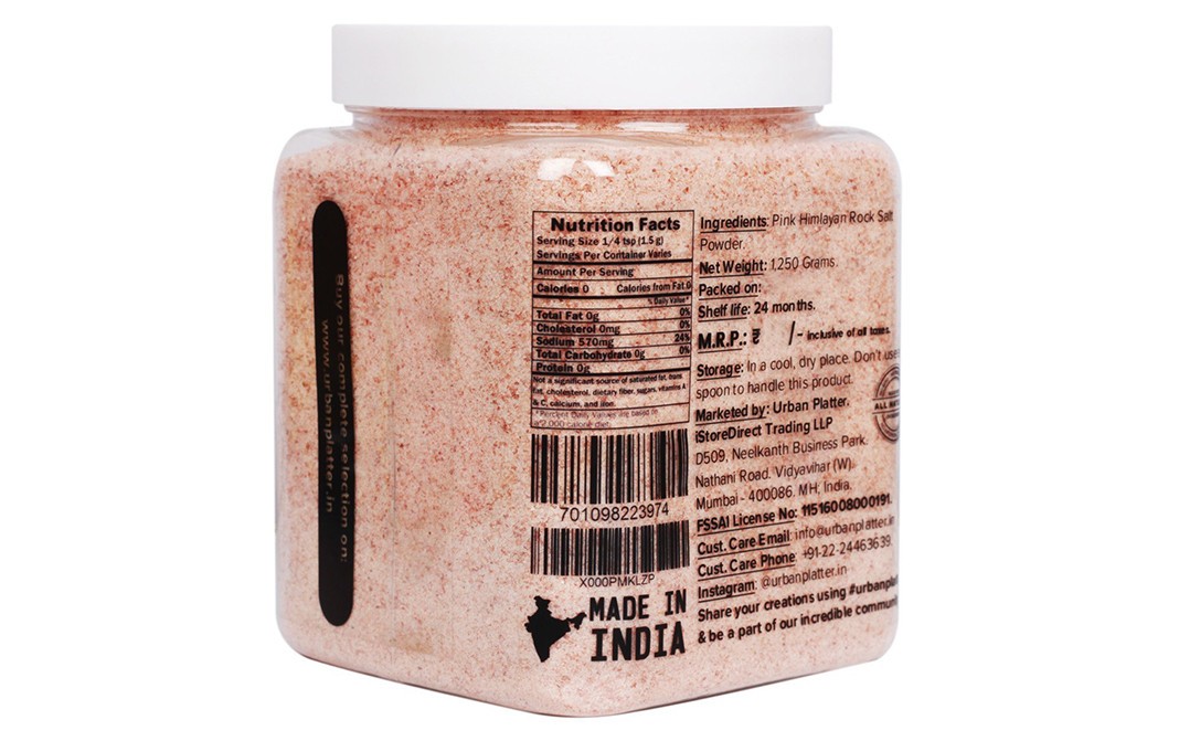 Urban Platter Pink Himalayan Rock Salt Powder   Jar  1.25 kilogram